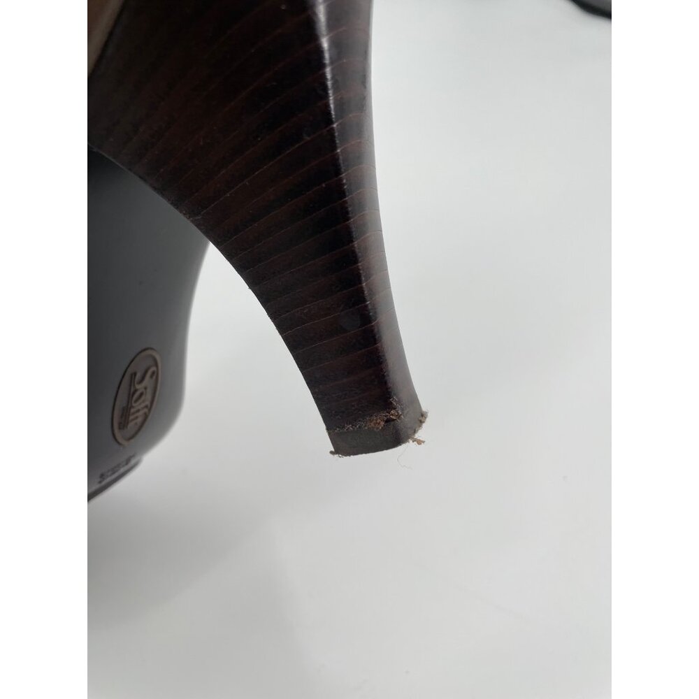Sofft Florina Brown Ruched Leather Heeled Ankle Booties Career Professional - Picture 5 of 10